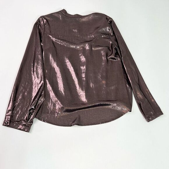 Current Air Top Womens Medium Rustcopper Metallic Twist Hem Pull On Blouse - Picture 10 of 11